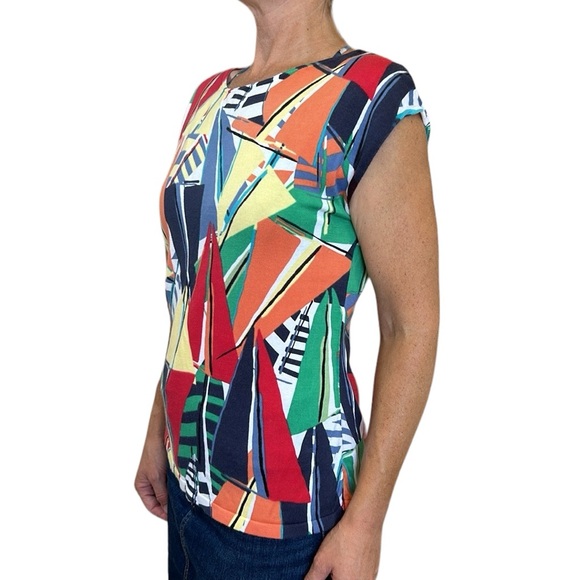 Talbots Novelty Sailboat Top/Knit Blouse Geometric Abstract Multicolor S - Picture 1 of 9